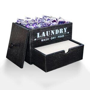 Laundry Pod Container Laundry Sheet Holder Wall mount Lint Bin Dryer Sheet